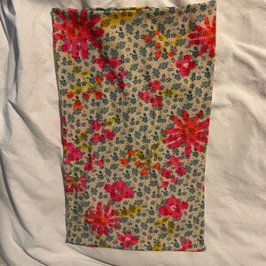 Floral Print Tube Top/Bandana with Pink and Blue Flowers
